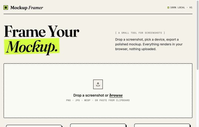 Mockup Framer home page
