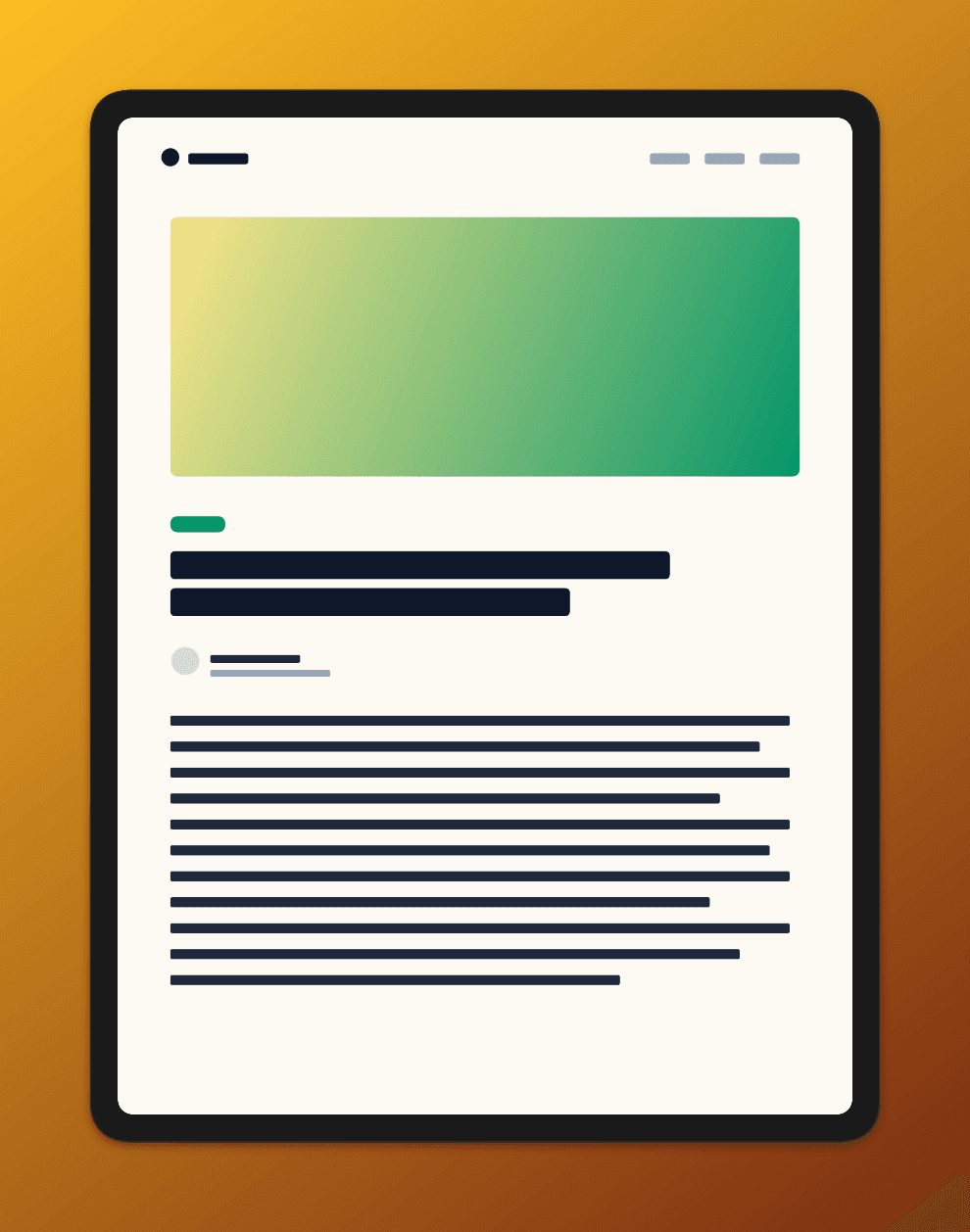 An article framed in an iPad