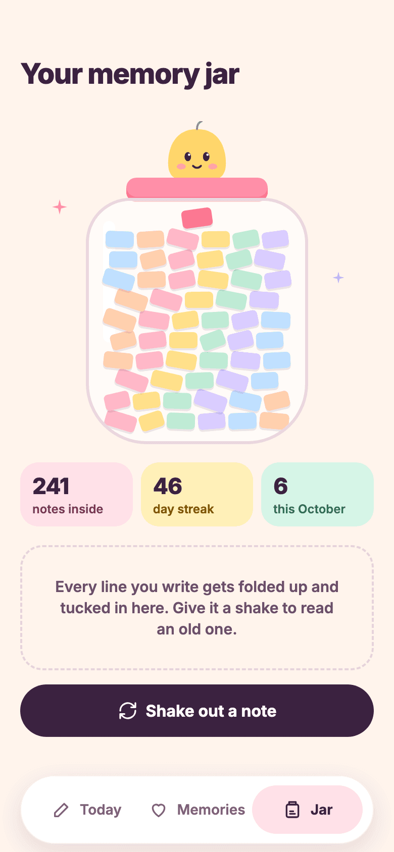 The memory jar, full of folded notes